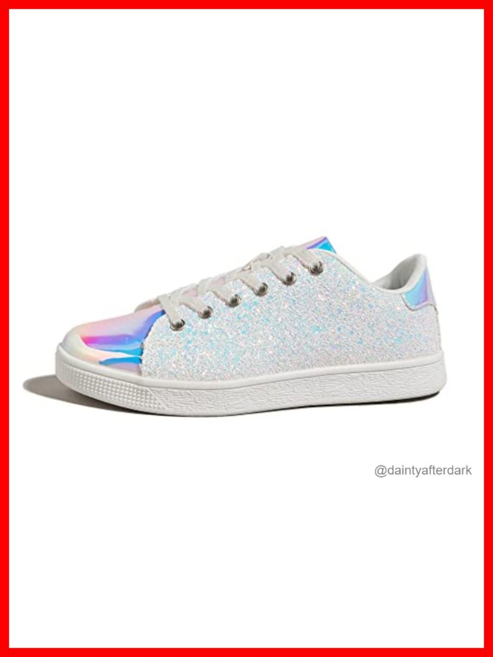 Women's Sparkly Glitter Sneakers Low Top Lace-Up Athletic Shoes